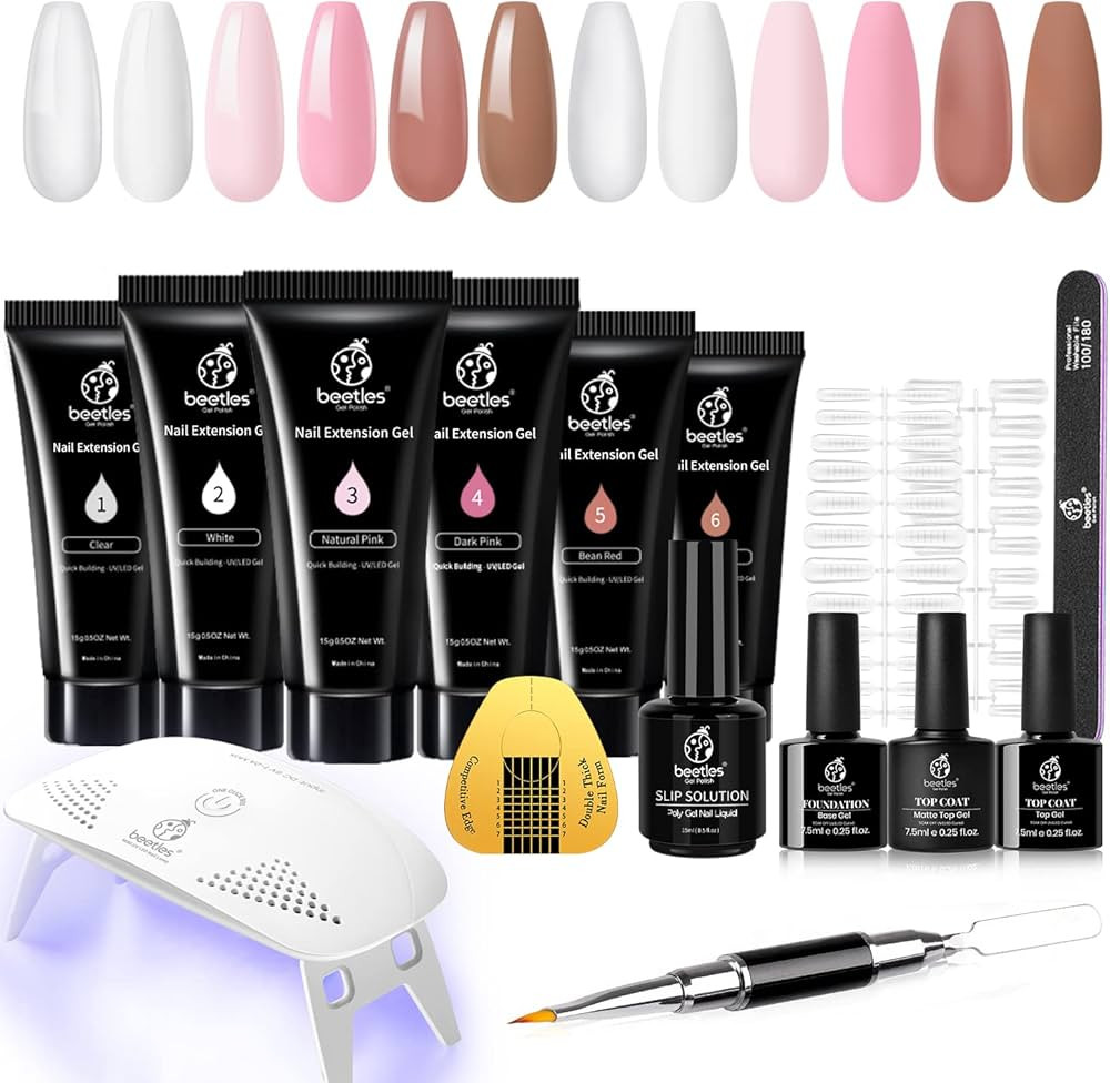 Beetles Poly Extension Gel Nail Kit, Nail Builder Gel Nail Enhancement Trial Kit Professional Nai... | Amazon (US)