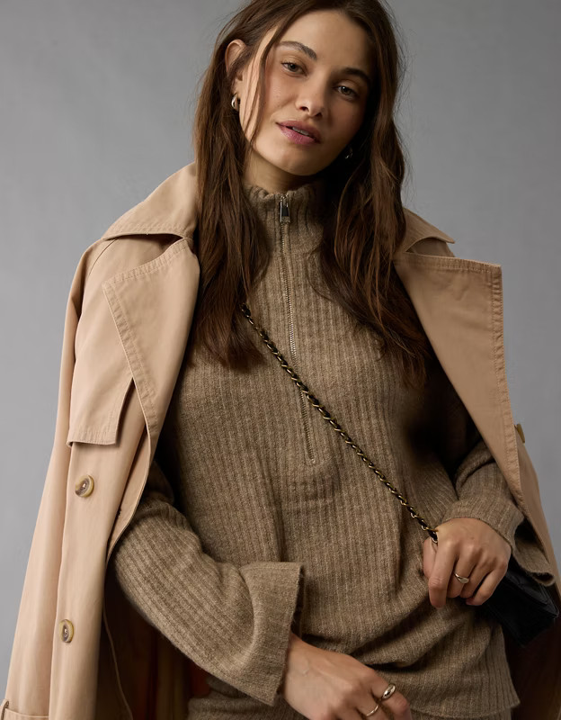 AE Oversized Quarter-Zip Sweater | American Eagle Outfitters (US & CA)