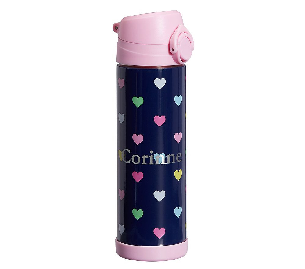 Mackenzie Navy Pink Multi Hearts Water Bottles | Pottery Barn Kids