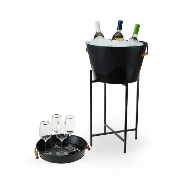 Black Beverage Tub with Stand & Tray by Twine Living - Bed Bath & Beyond - 38929345 | Bed Bath & Beyond