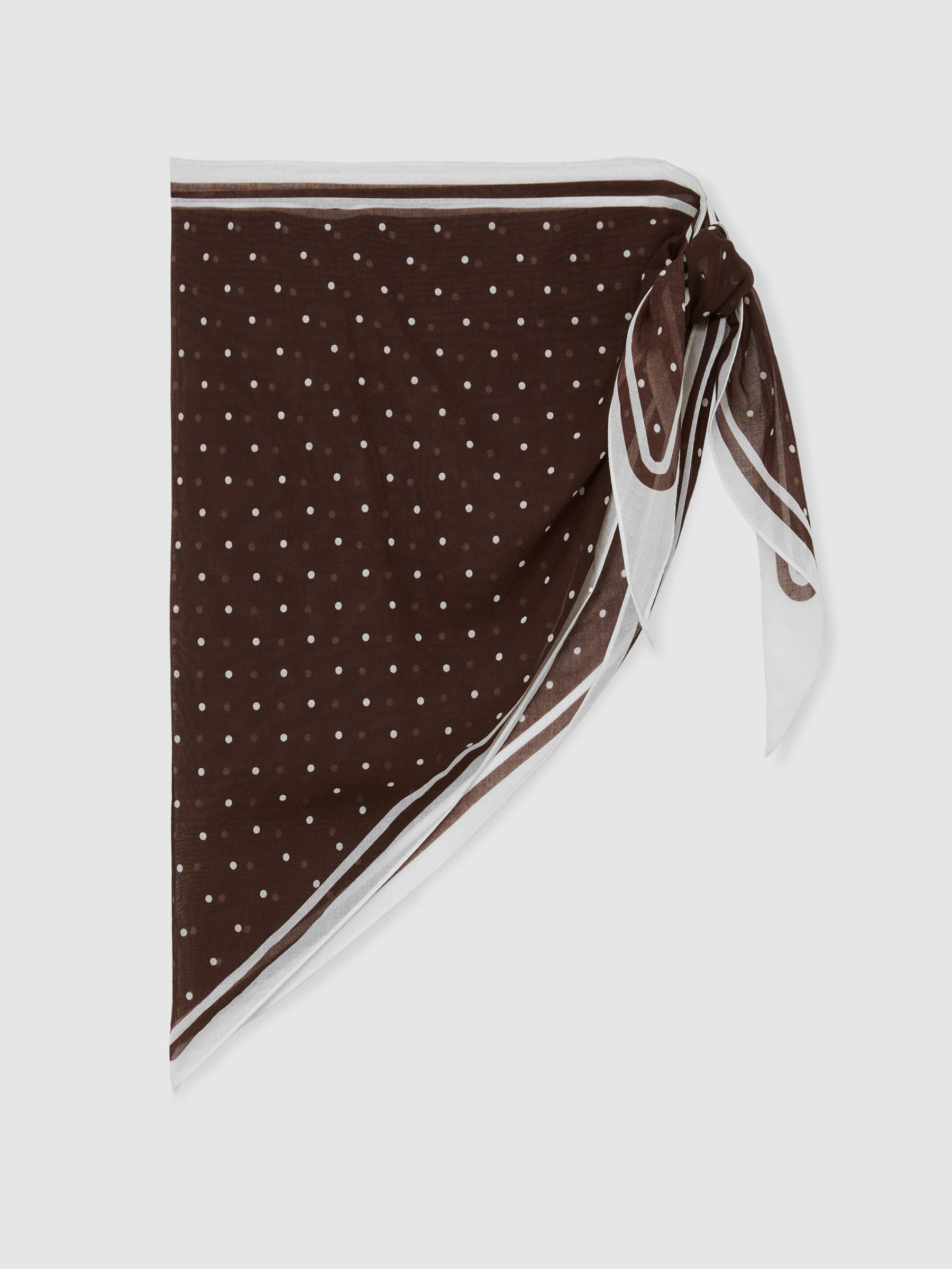 Reiss Polka-Dot Beach Cover-Up Sarong in Chocolate - REISS | Reiss UK