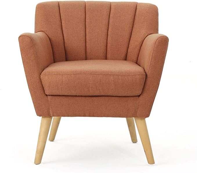 Christopher Knight Home Merel Mid-Century Modern Fabric Club Chair, Orange / Natural | Amazon (US)