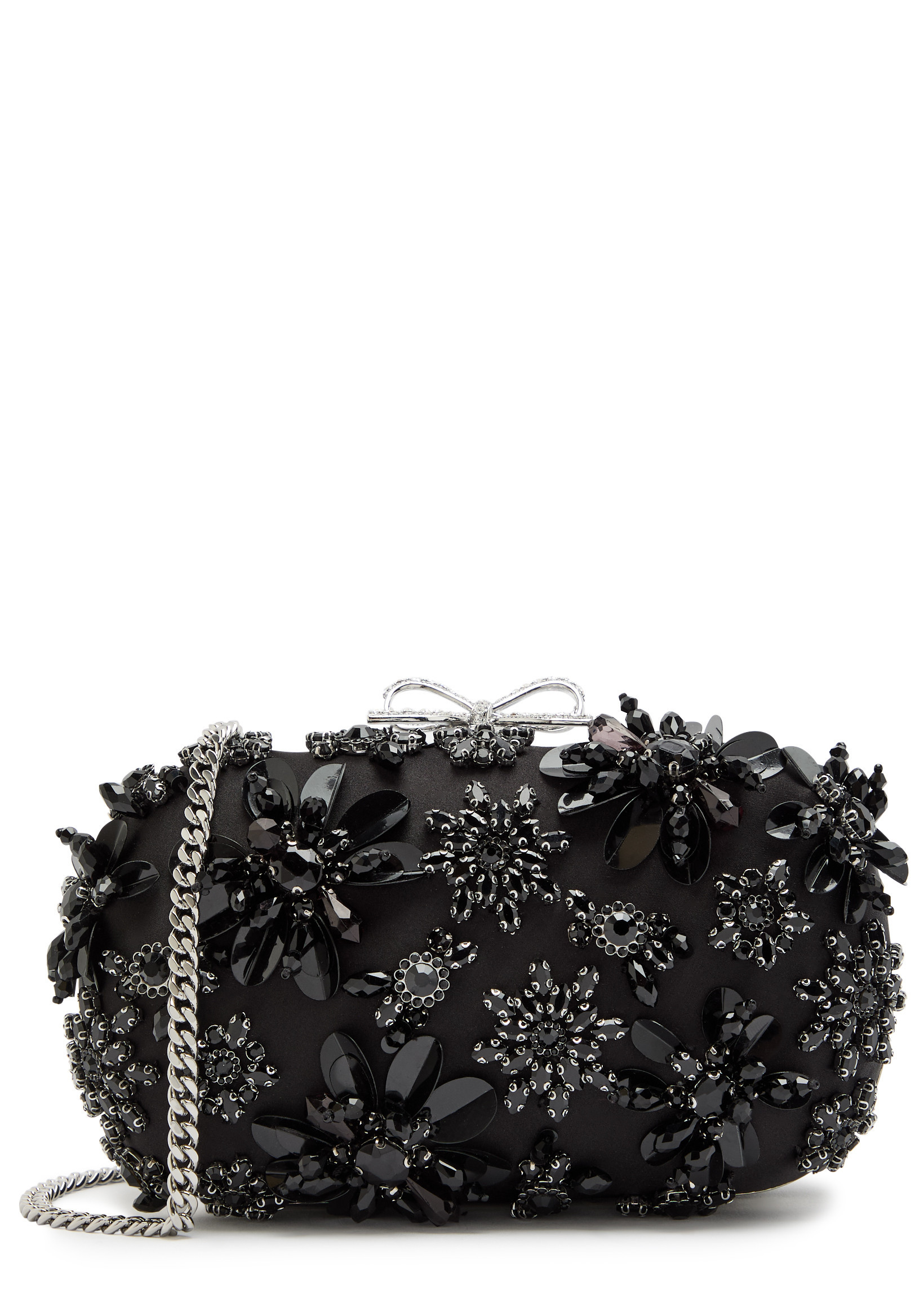 Floral-embellished satin box clutch | Harvey Nichols
