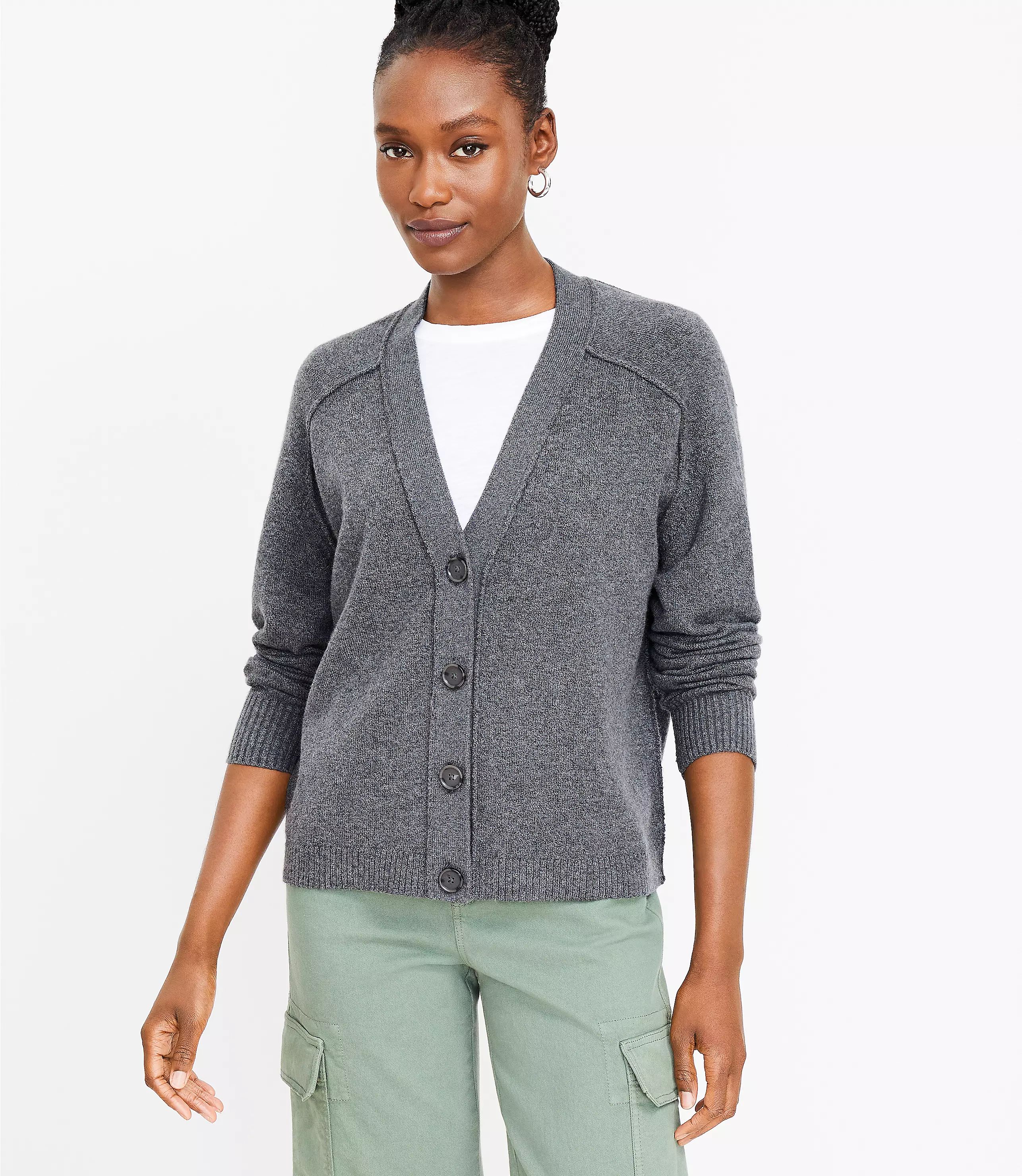 Cropped V-Neck Cardigan | LOFT