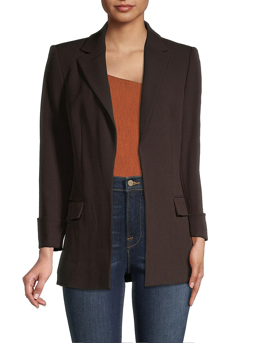 Calvin Klein Women's Notch Lapel Open Front Blazer - Brown - Size 10 | Saks Fifth Avenue OFF 5TH