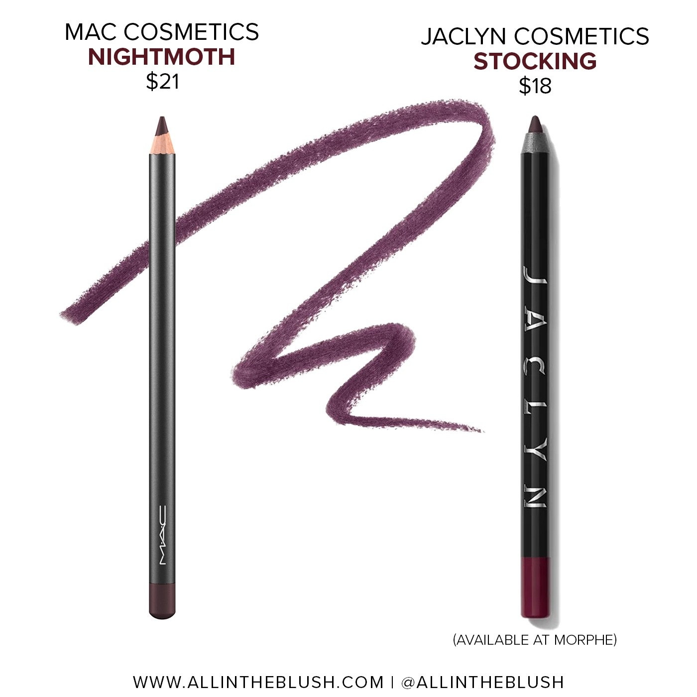 Shade matches between MAC ‘Nightmoth’ Lip Pencil & Jaclyn Cosmetics ‘Stocking’ Lip Pencil

#LTKBeauty #LTKSaleAlert #LTKgrwm