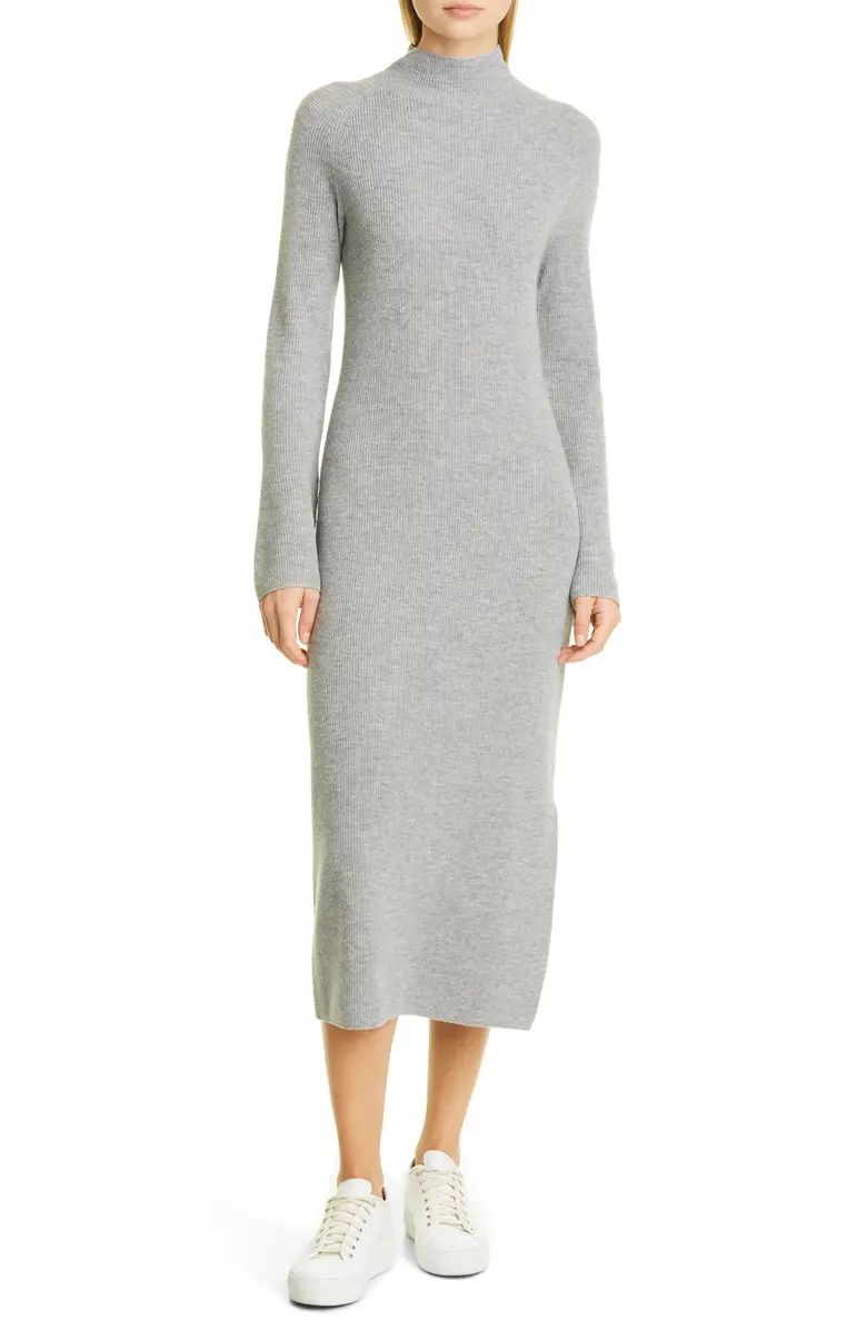 Ribbed Long Sleeve Wool & Cashmere Sweater DressTHEORY | Nordstrom