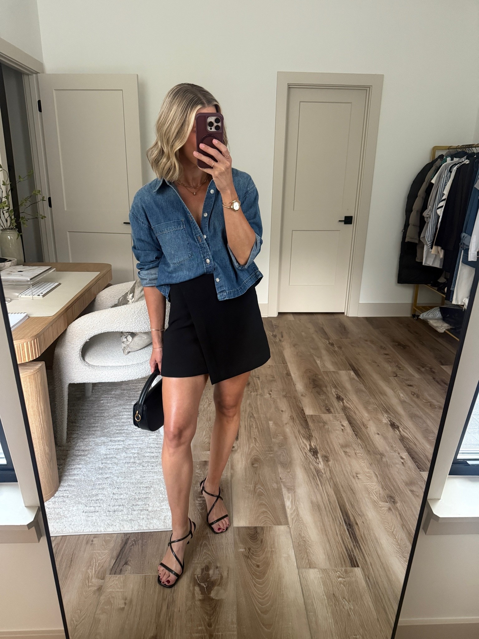 Wearing 2 skort, small denim shirt, sandals tts

#LTKOver40 #LTKSeasonal #LTKootd