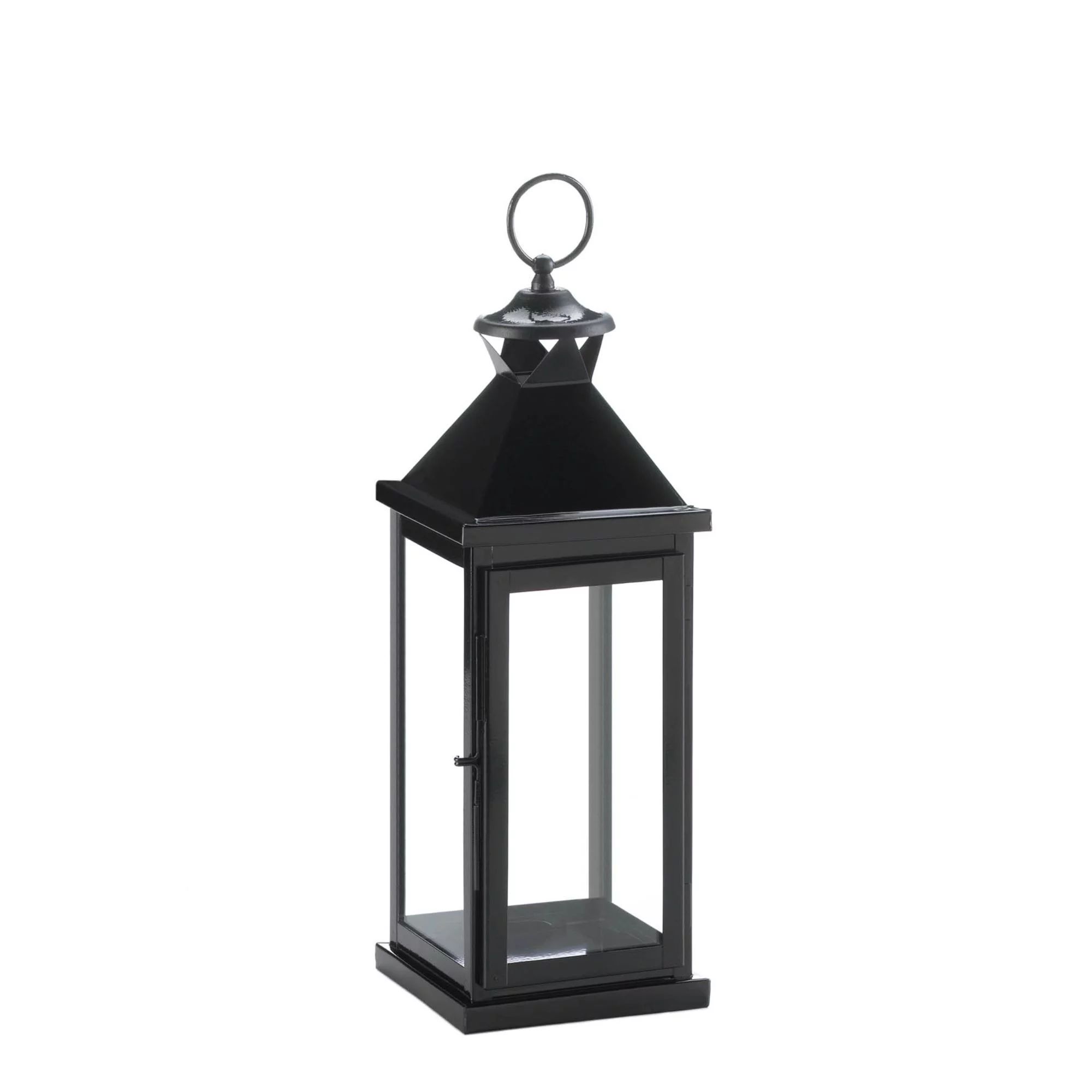 21.25" Black Contemporary Medium Glossy Finish Lantern - Walmart.com | Walmart (US)