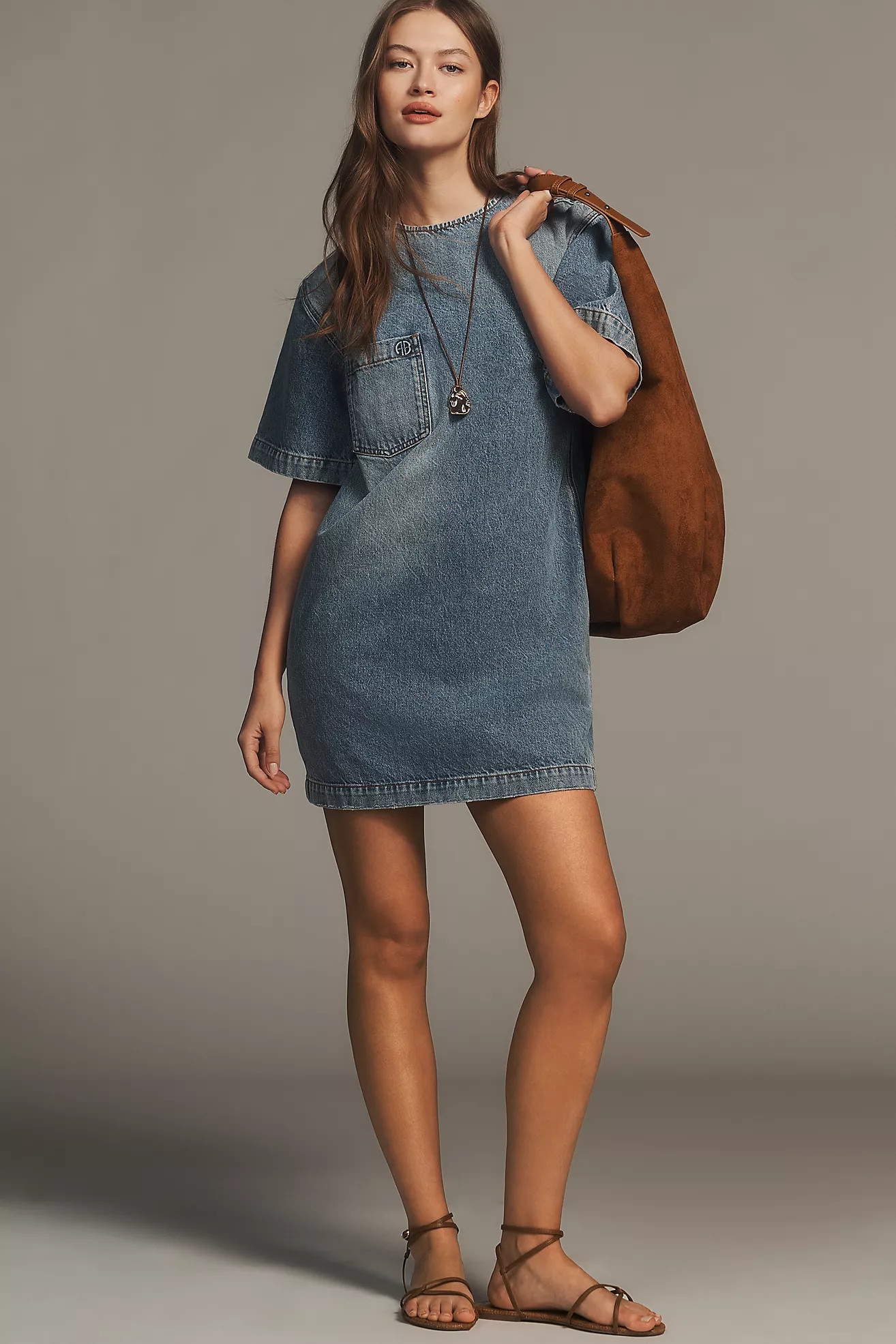 Anine Bing Tulah Short-Sleeve Denim Dress | Anthropologie (US)