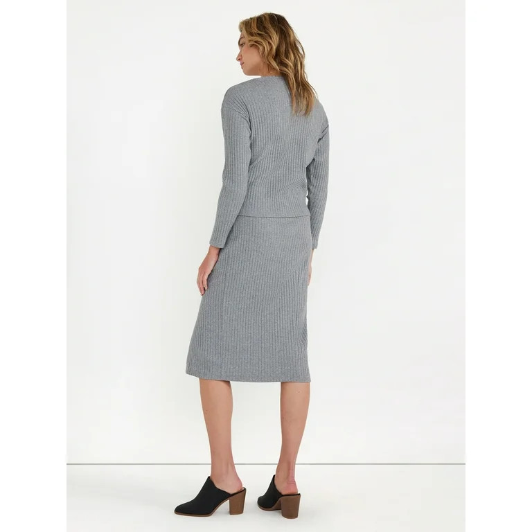 Time and Tru Women's Rib Knit Top and Skirt Set, 2-Piece , Sizes XS-XXL | Walmart (US)