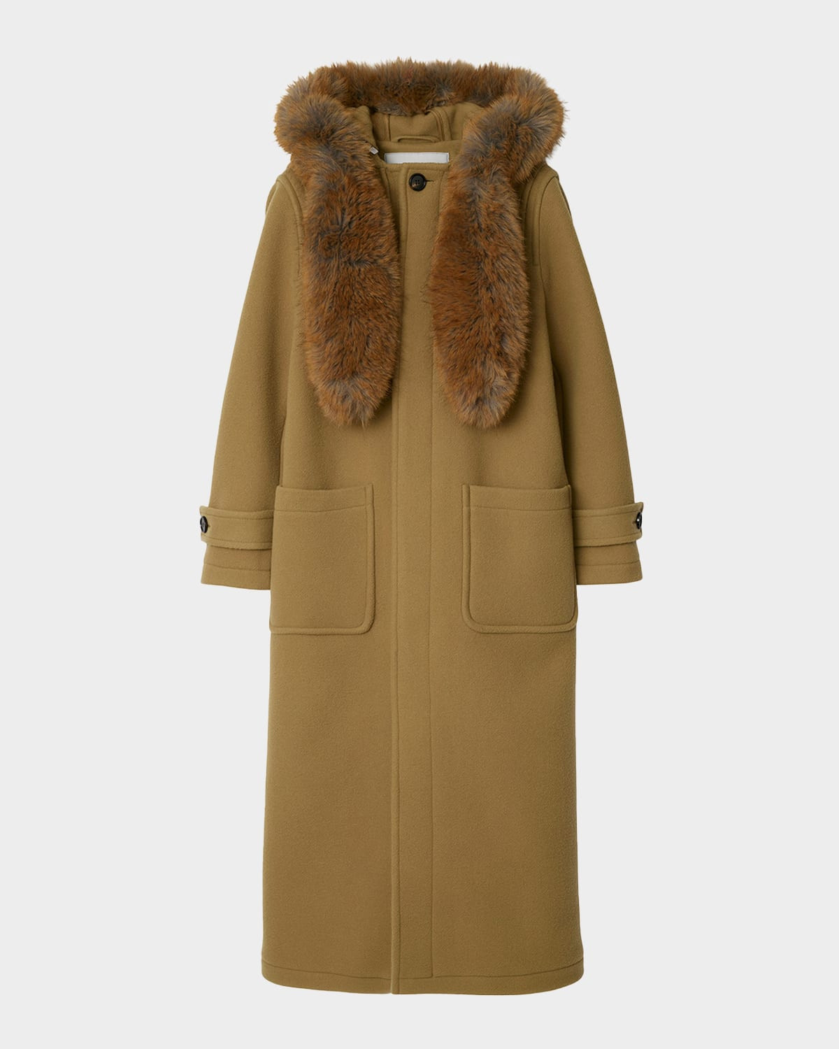 Oversized Duffle Coat With Faux-Fur Hood Trim | Neiman Marcus