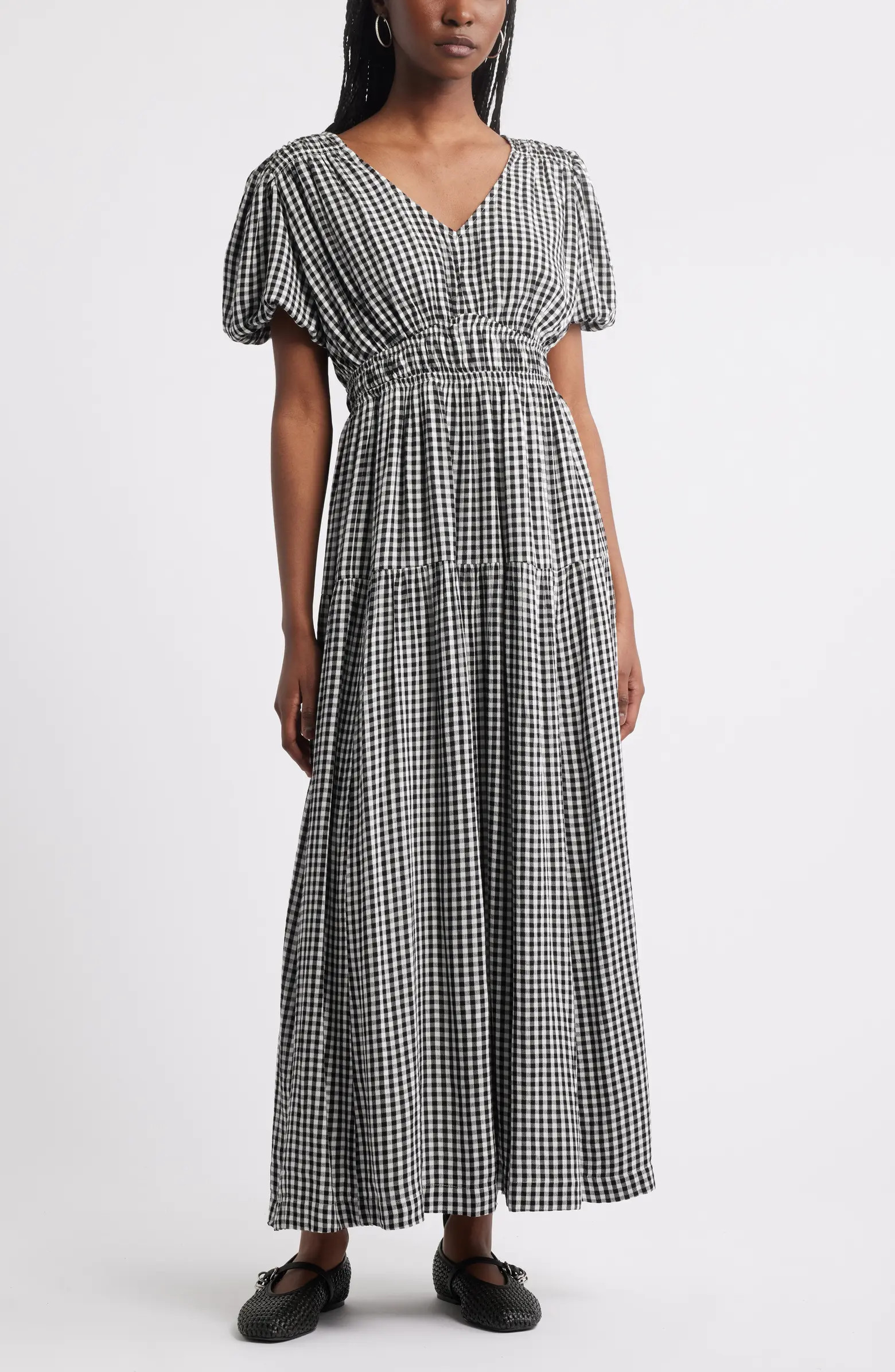 Treasure & Bond Gingham Puff Sleeve Maxi Dress | Nordstrom | Nordstrom