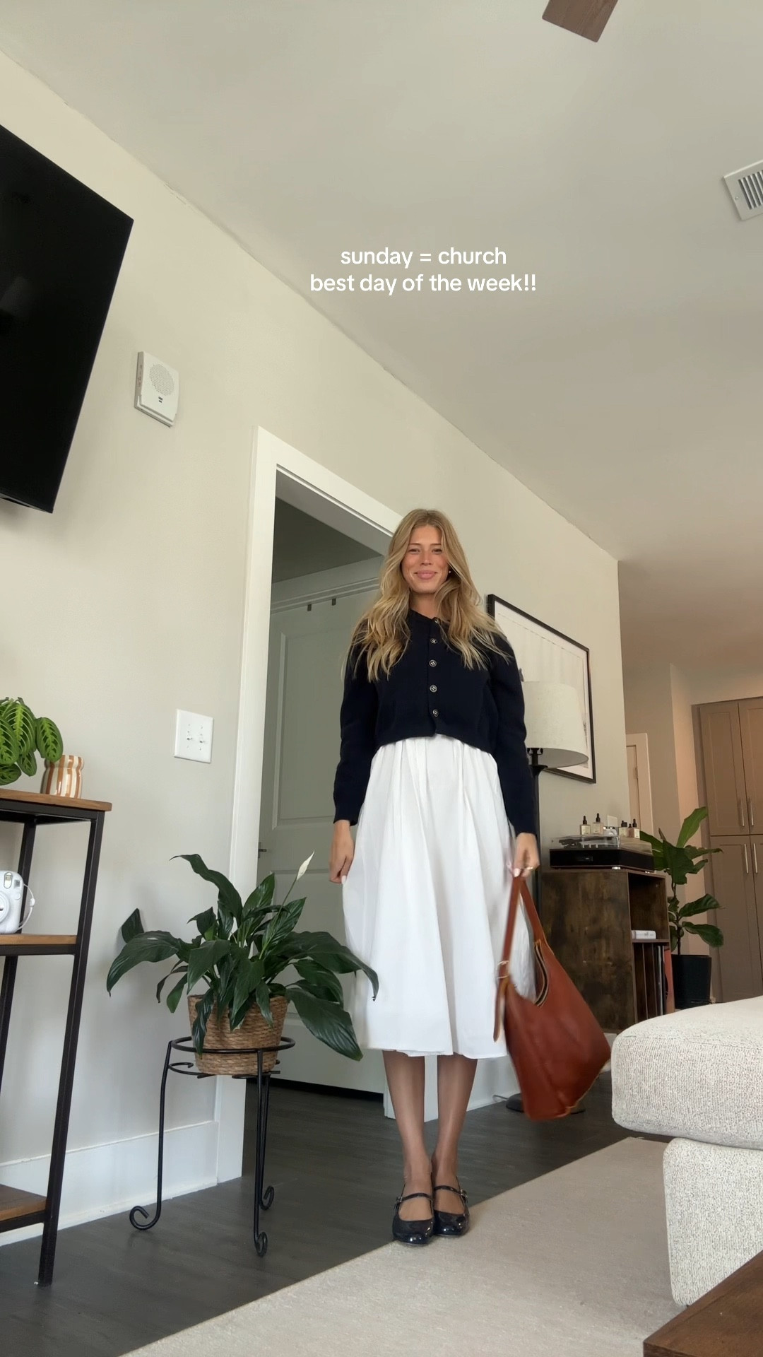 church ootd!!! styled this dress as a skirt by putting a navy cardigan over the top. so cute, comfy and perfect for fall! code SIENNAC for discount at fortunate one!!

#LTKShoeCrush #LTKStyleTip #LTKSeasonal