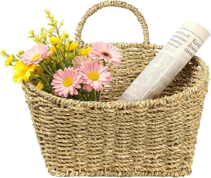 Hanging Wall Basket Handwoven Wicker Basket for Plants, Flowers & Storage, Rustic Farmhouse Wall ... | Amazon (US)