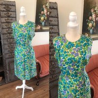 Vintage 1960's Floral Print Dress M/L | Etsy (US)