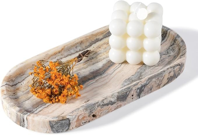 Koville 10"x5" Marble Vanity Tray for Bathroom Kitchen Countertop, Natural Marble Trays for Home ... | Amazon (US)