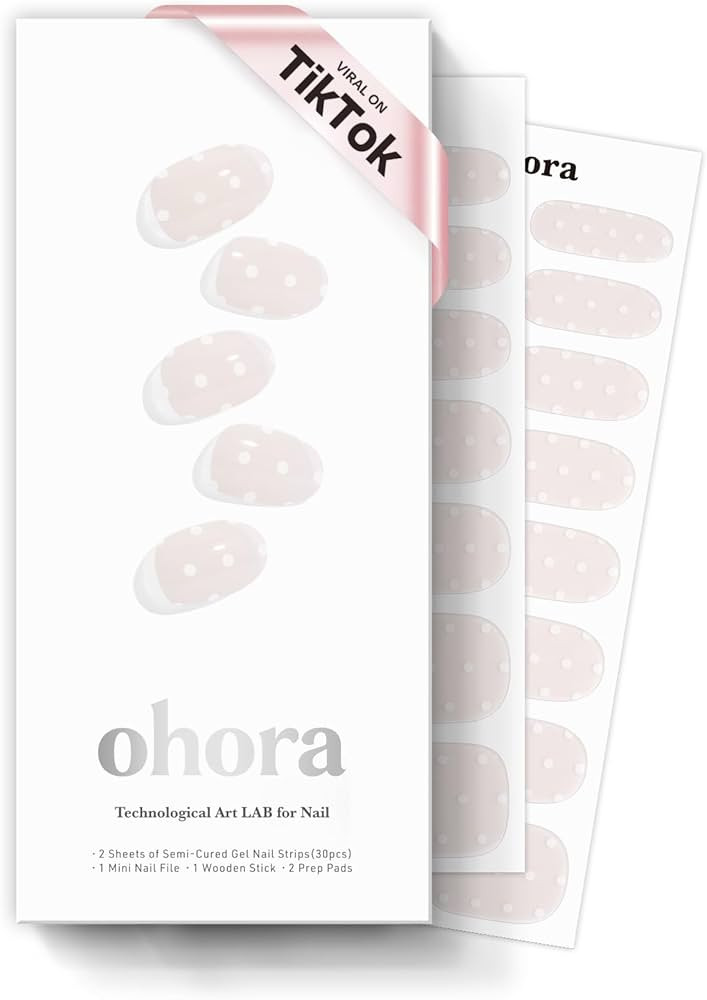 ohora Semi Cured Gel Nail Strips (N Polka Blanc) - Works with Any Nail Lamps, Salon-Quality, Long... | Amazon (US)