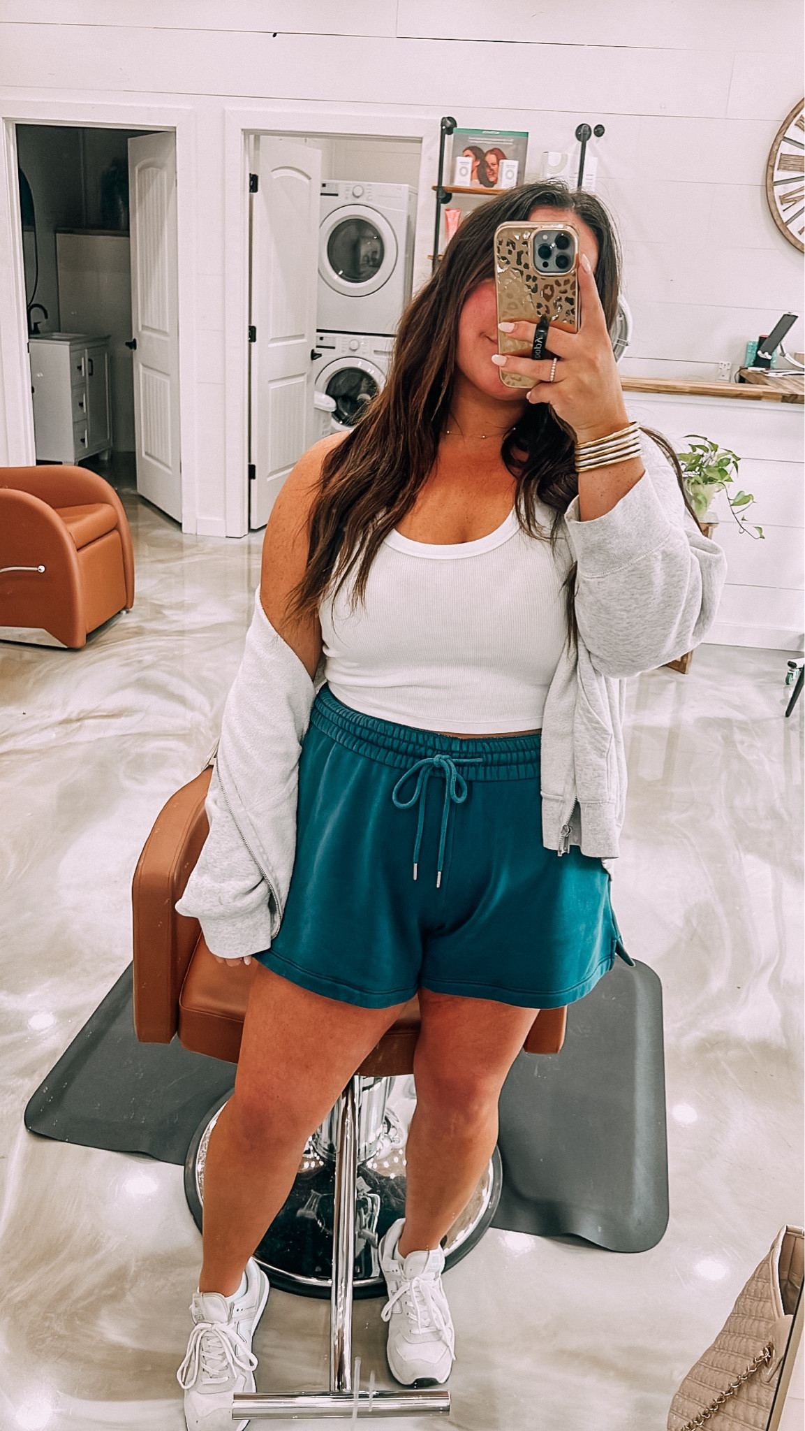 Obsessed with this outfit and these shorts im tellingggg you 
•
jacket: 2xl
top: xl
shorts: xl
bra: 42c but i could’ve sized down to a 40

#LTKBeauty #LTKStyleTip #LTKMidsize
