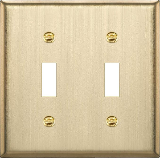 ENERLITES Toggle Light Switch Metal Wall Plate, Stainless Steel, Corrosion Resistant, Size 2-Gang... | Amazon (US)