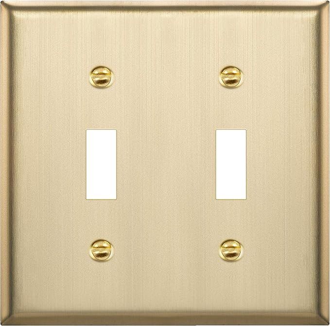 ENERLITES Toggle Light Switch Metal Wall Plate, Stainless Steel, Corrosion Resistant, Size 2-Gang... | Amazon (US)