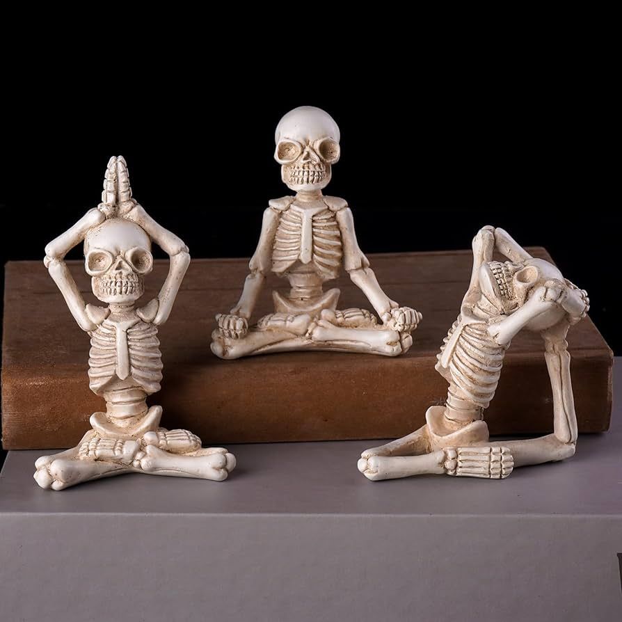 OwMell Set of 3 Yoga Skeletons Statue, Zen Meditating Skull Figurine Home Decor, Polyresin Hallow... | Amazon (US)