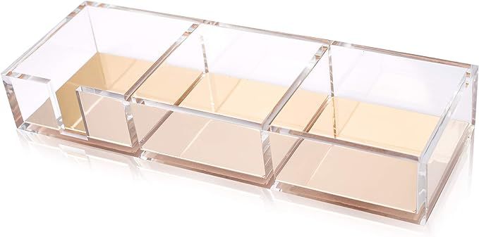 SIRMEDAL Premium Ultra Clear Acrylic and Gold Note Holder Memo/Makeup Items Organizer | Amazon (US)