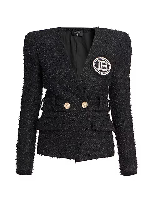 Tweed Fitted Patch Jacket | Saks Fifth Avenue