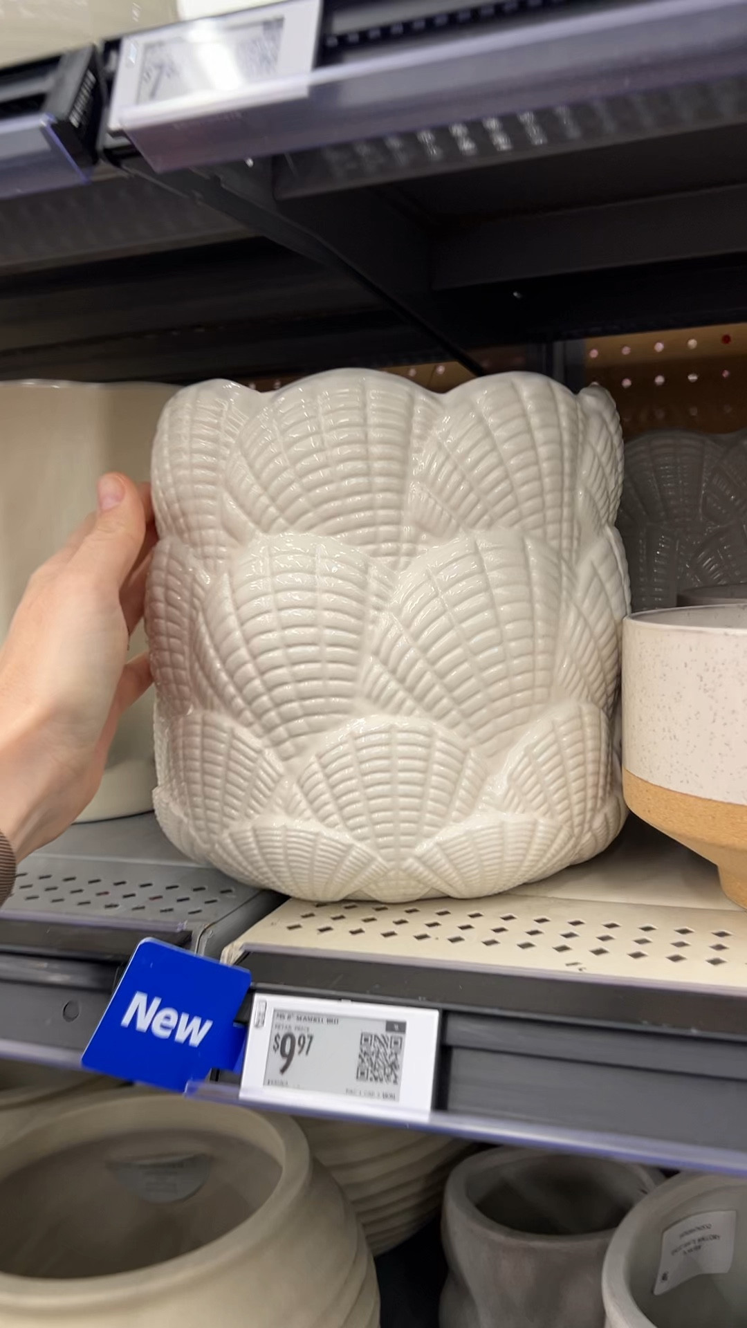 Seashell planter at Walmart, I can’t find these online yet but check your store! #walmarthome 