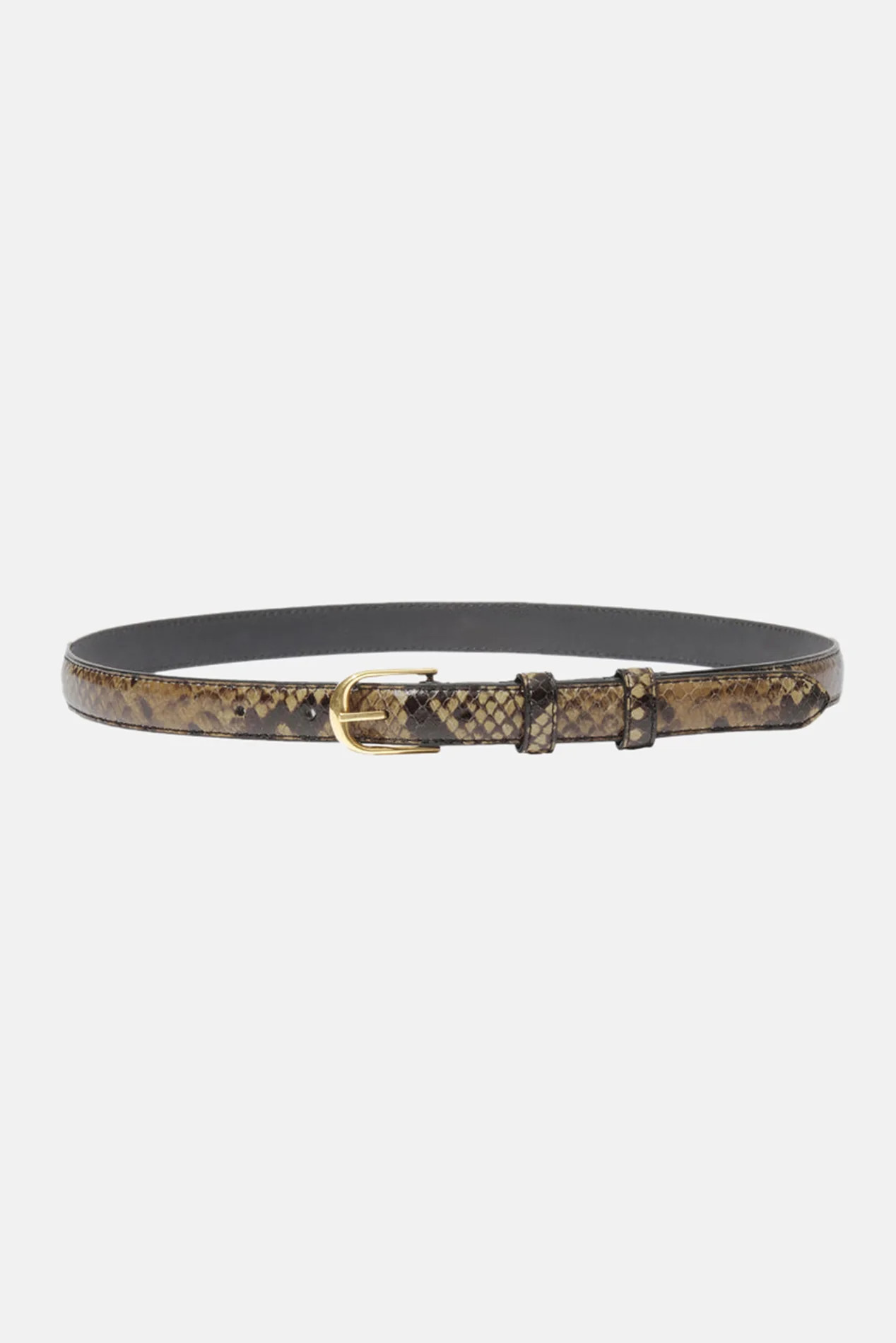 Jane Belt Brown Snakeskin W/ Antique Gold | Blue & Cream