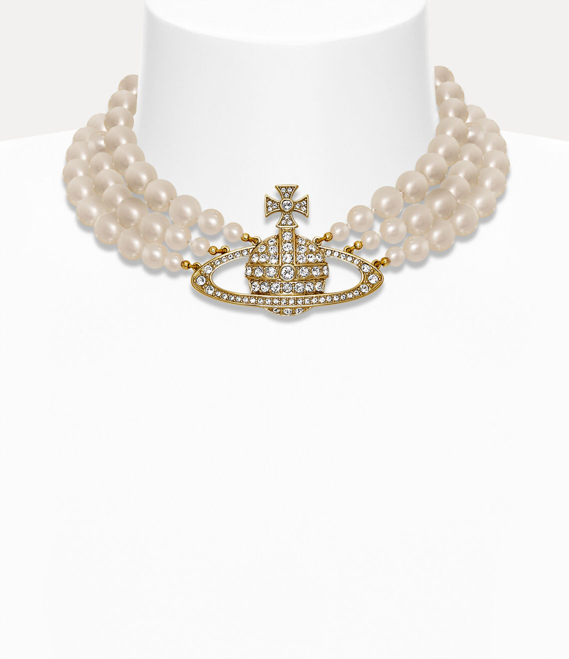 Three Row Pearl Bas Relief Choker | Vivienne Westwood