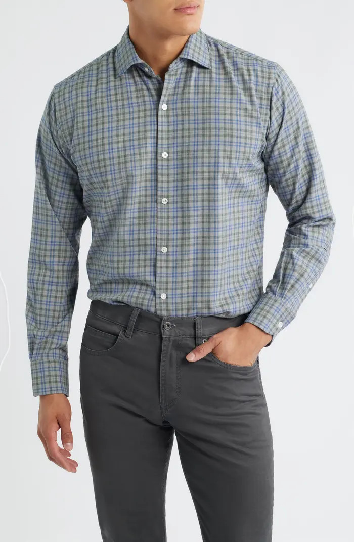 Bar Harbour Plaid Flannel Performance Button-Up Shirt | Nordstrom