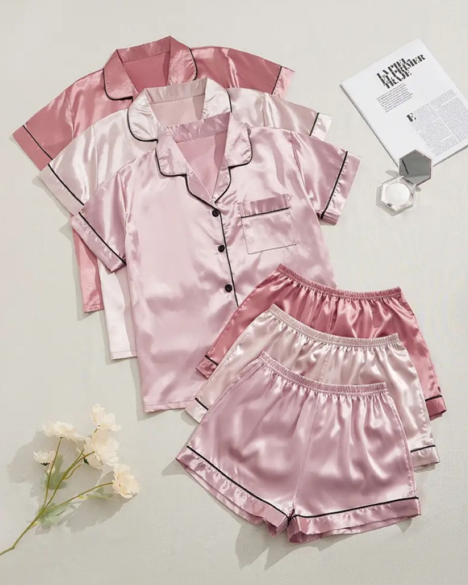 SATIN PAJAMAS - A bunch of different colors are available. 
🤍
I’ve been raving about how I’m in love with these satin pajama sets and you get 3 sets for under $30! 
🤍
Would make great gifts separately, or even bridesmaid gifts, or just keep them all to yourself! You deserve it!

#LTKGiftGuide #LTKfindsunder50 #LTKfindsunder100