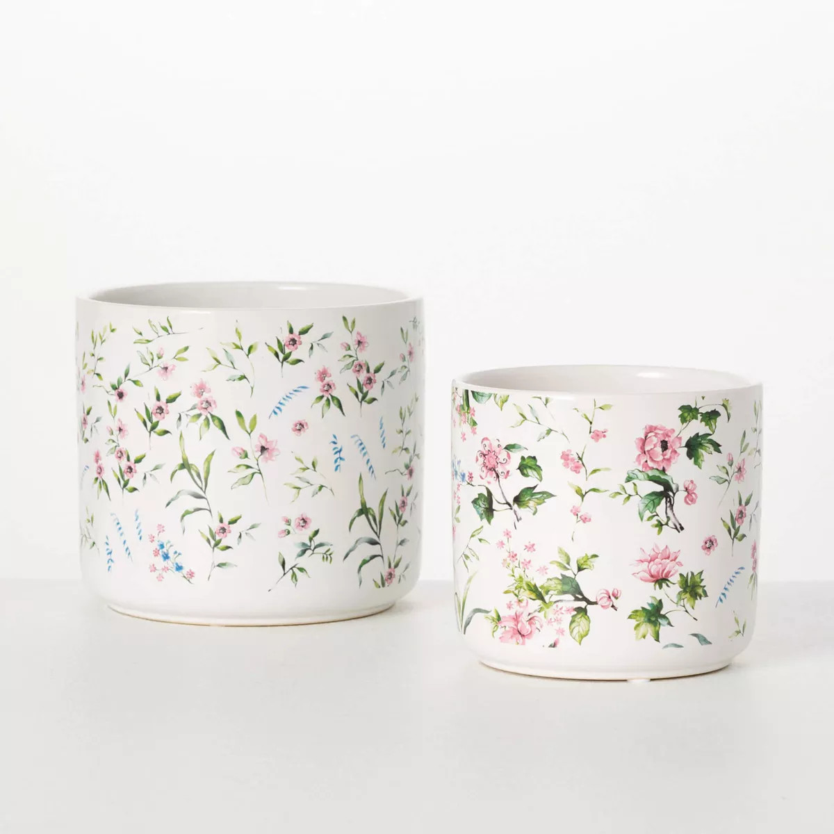 Sullivans 6" & 5" Floral Ceramic Planter Set of 2 | Target