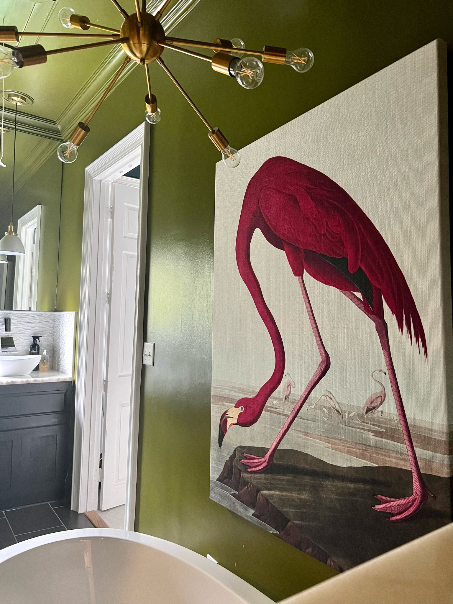 For my master bathroom I wanted to do something moody to compliment the moodiness of our bedroom. This flamingo canvas hangs over our tub and adds a fun touch to the space! 

#LTKhome #LTKstyletip #LTKunder100