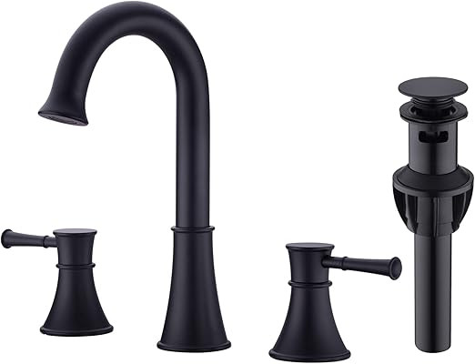 Matte Black Brass 8 Inch 2 Handle Widespread Bathroom Basin Faucet Vanity Sink Mixer Lavatory 3 H... | Amazon (US)