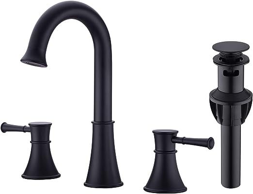 Matte Black Brass 8 Inch 2 Handle Widespread Bathroom Basin Faucet Vanity Sink Mixer Lavatory 3 H... | Amazon (US)
