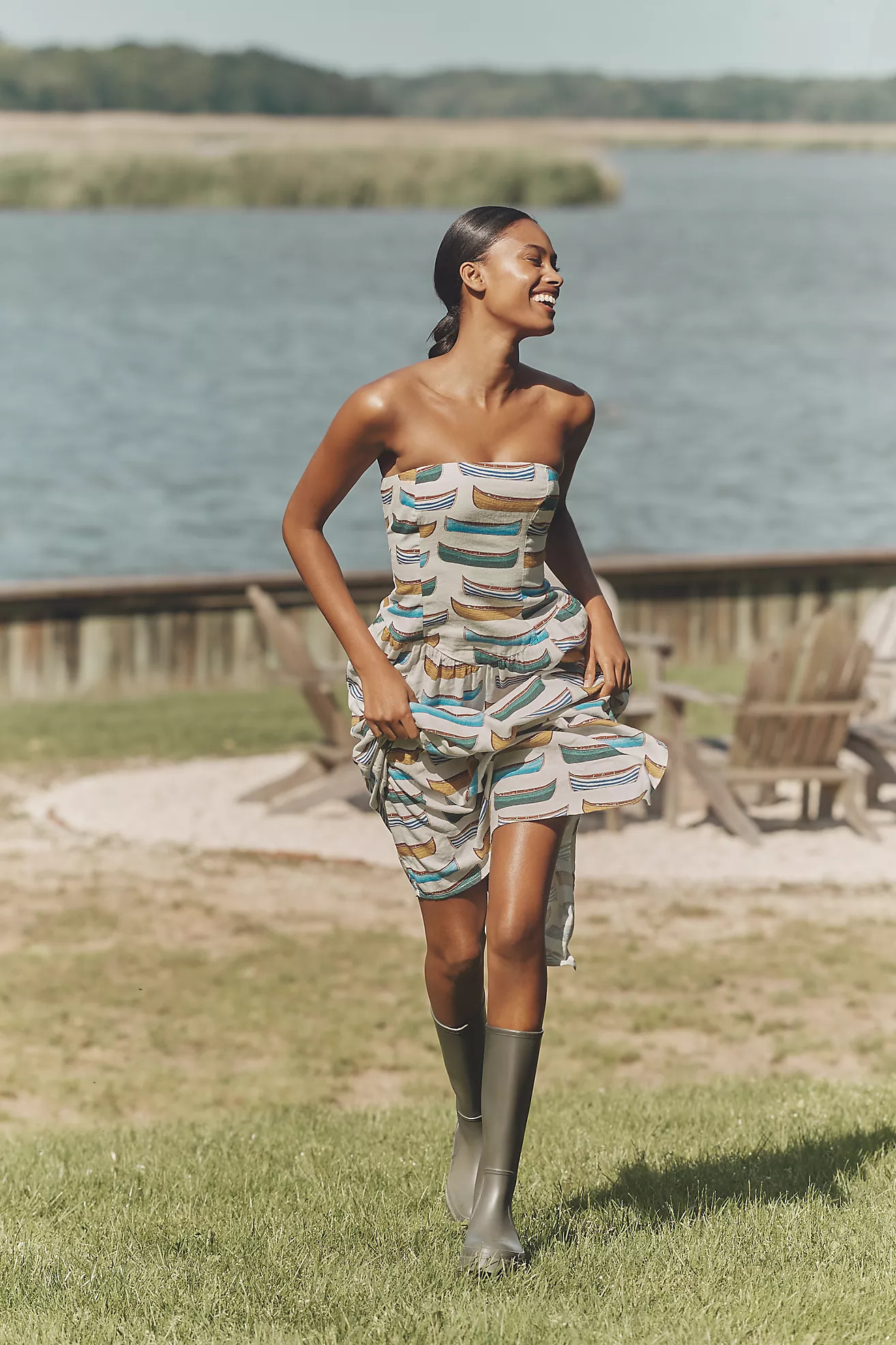 Celandine Linen Blend Strapless Drop-Waist Maxi Dress | Anthropologie (US)