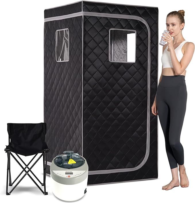 Full Body Home Steam Sauna Set, 4L Large Steam Pot One Person Portable Sauna Spa with Time & Temp... | Amazon (US)