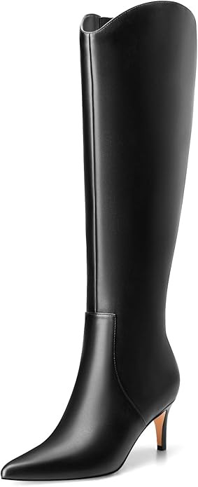 MIRAAZZURRA Kitten Heel Knee High Boots for Women Pointed Toe Low Heel Tall Boots Winter Fall Boo... | Amazon (US)