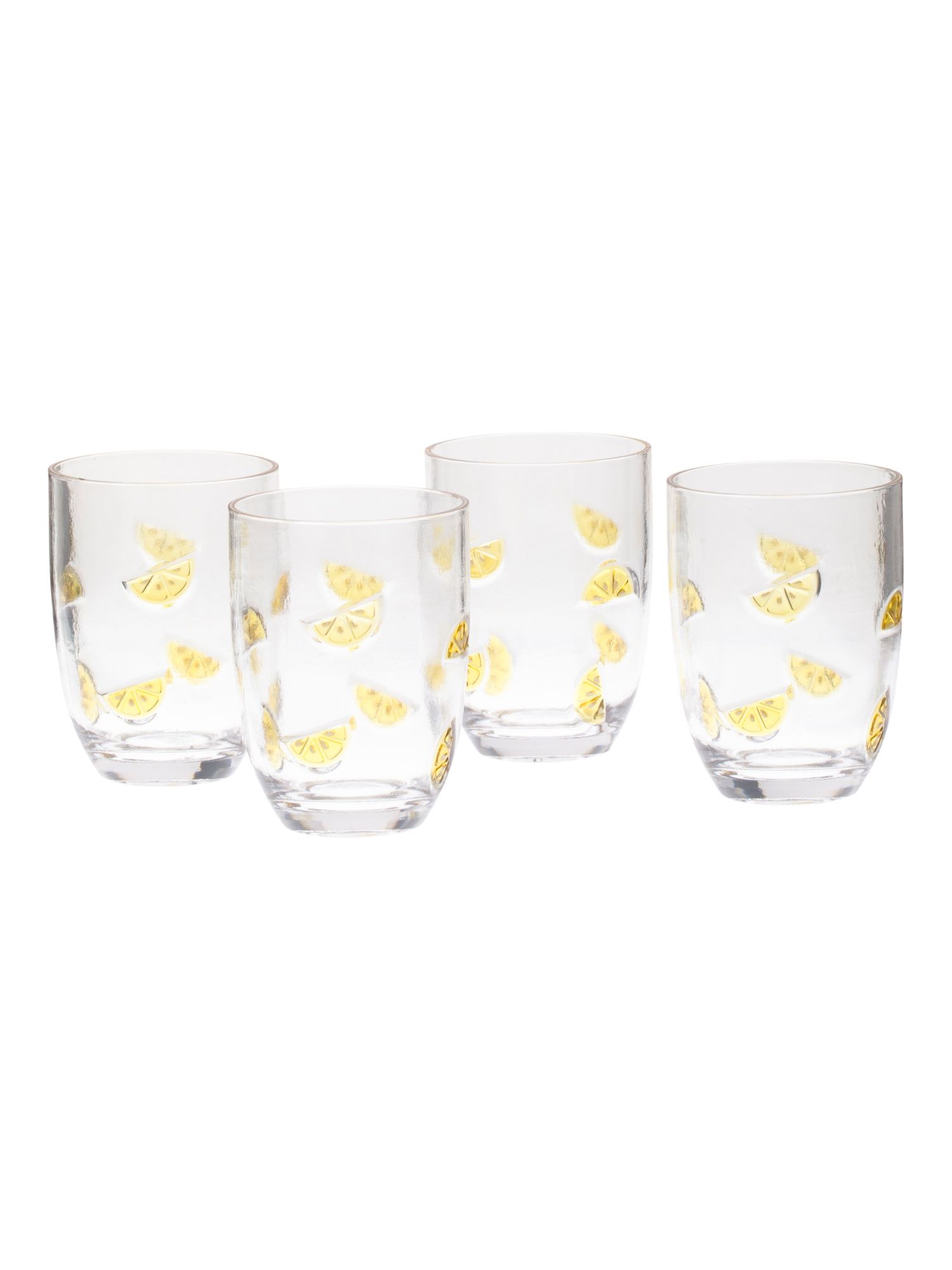 Set Of 4 Etched Lemon Acrylic Glasses | TJ Maxx