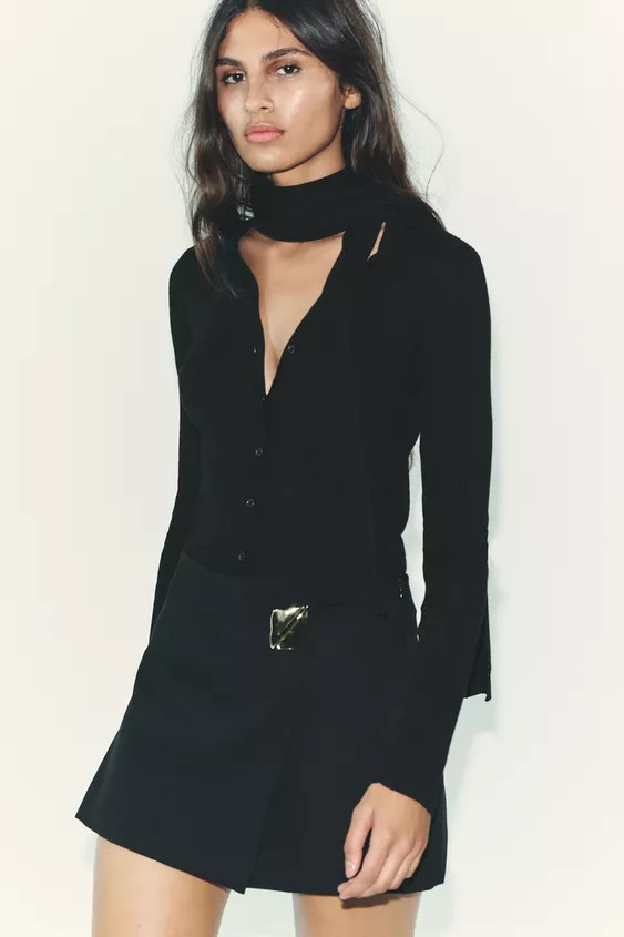 ASYMMETRICAL CULOTTE SKIRT WITH APPLIQUE | Zara US