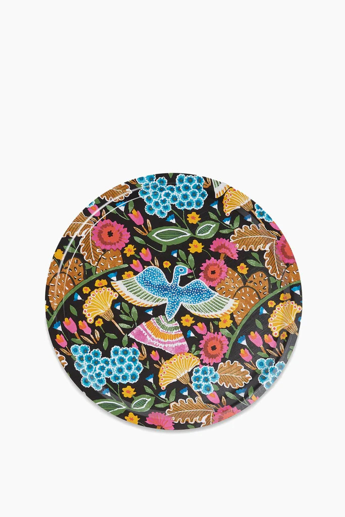 Round Printed Tray in Colombo Nero | Hampden Clothing