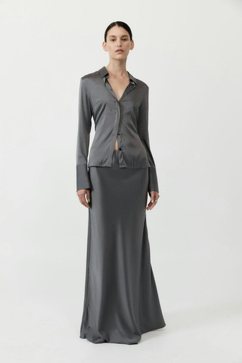 Soft Silk Maxi Skirt - Pewter Grey | The DOM (Australia & New Zealand)