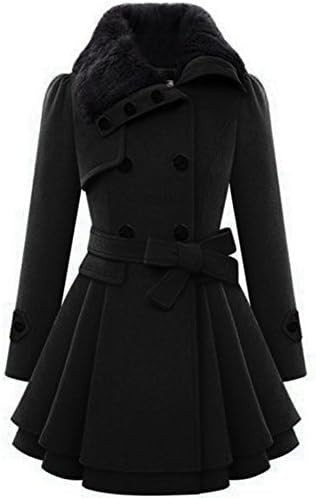 Zeagoo Women's Fashion Faux Fur Lapel Double-Breasted Thick Wool Trench Coat Winter Warm Jacket S... | Amazon (US)