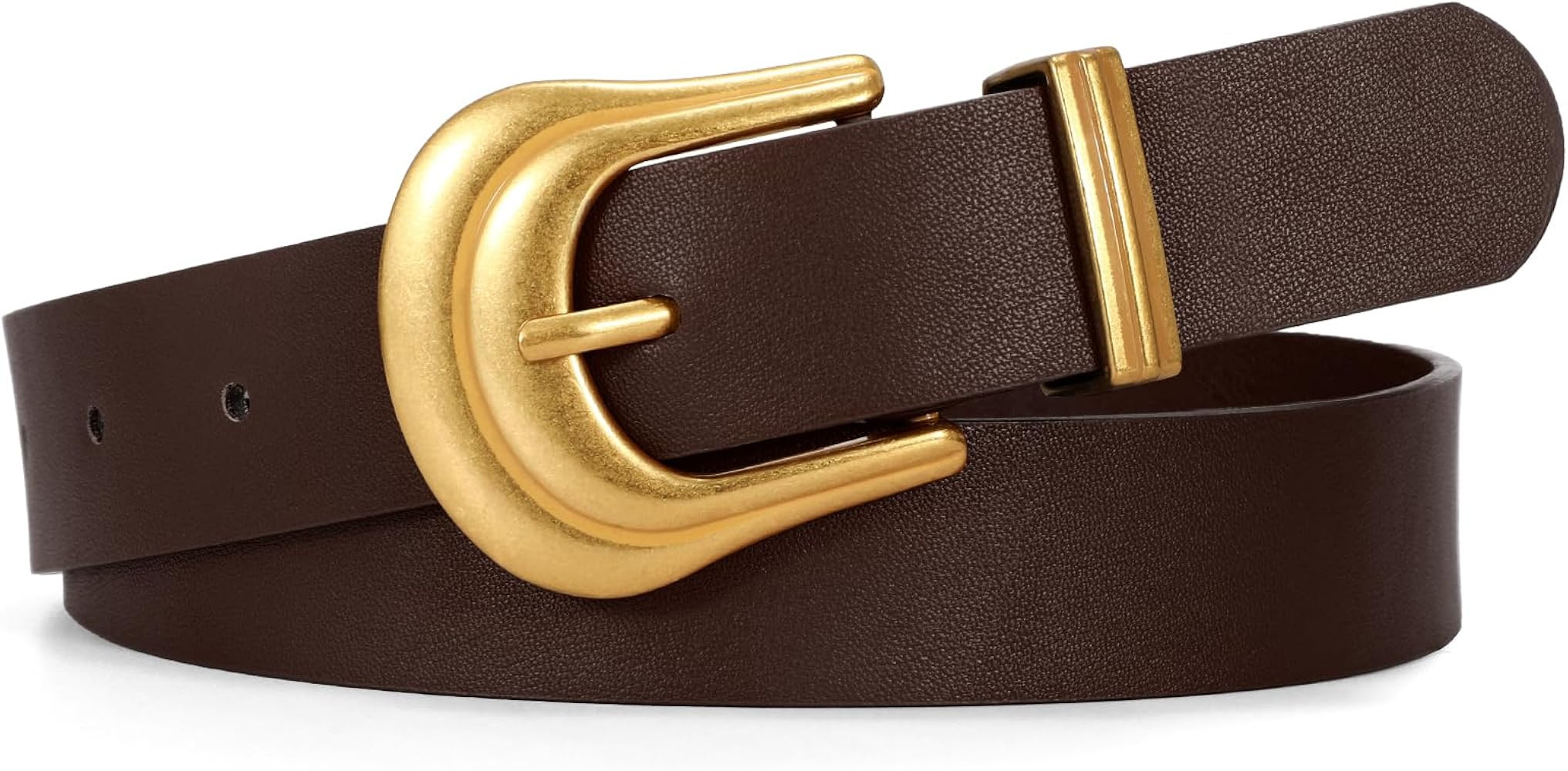 JASGOOD Women's Western Belt Vintage Black Leather Waist Belt for Pants Jeans with Gold Buckle | Amazon (US)