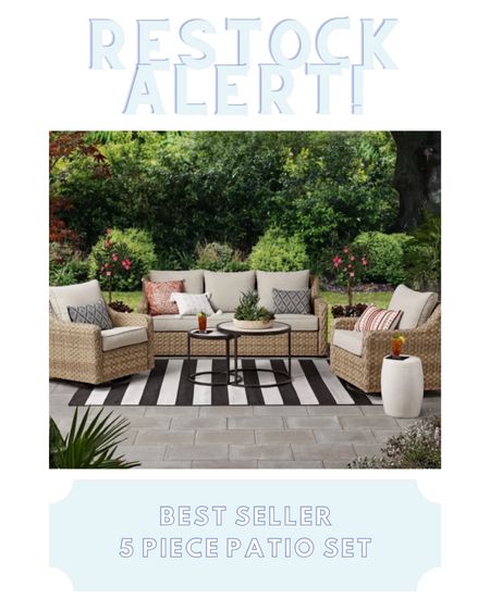 Yay!! Restock alert on this best selling woven patio 5 piece lounge set!! It is highly rated, available in this light brown or a dark brown, and comes with furniture covers!! 🙌🏻🏃🏼‍♀️ don’t wait to snag it in stock!!

#LTKhome #LTKfamily #LTKSeasonal