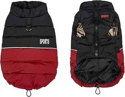 Dog Winter Puffer Jacket, Warm and Water-Resistant Coat with Leash Ring, Stylish Color Block Desi... | Amazon (US)
