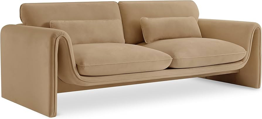 Meridian Furniture 199Camel-S Sloan Collection Modern | Contemporary Velvet Upholstered Sofa with... | Amazon (US)