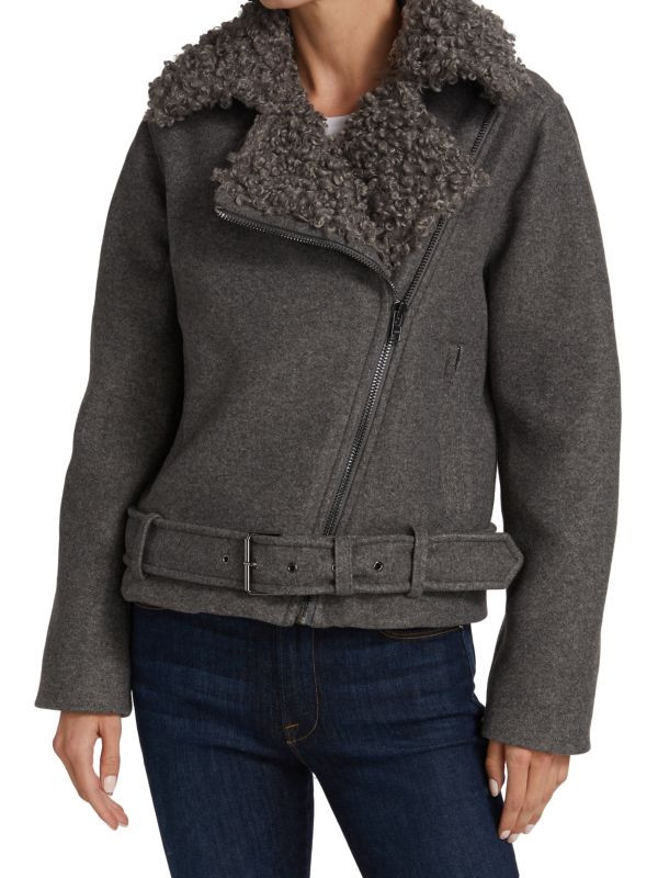 Sky Faux Fur-Trim Biker Jacket | Saks Fifth Avenue OFF 5TH